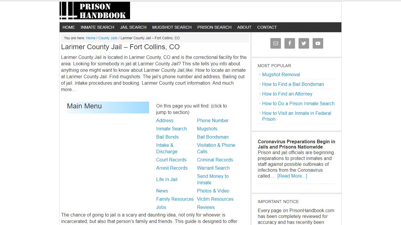 Larimer County Jail – Fort Collins, CO - Prison Handbook